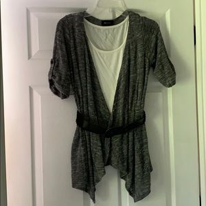 Cardigan with belt and built in tank